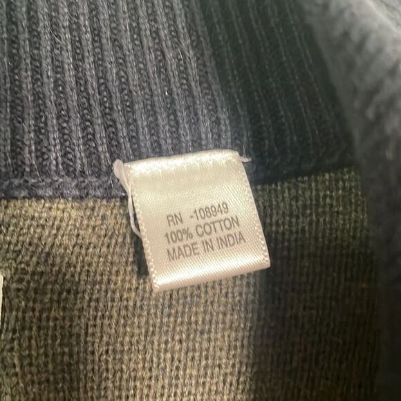 ALEX Cannon Quarter Zip Mock Turtleneck Sweater Blue Green size L Colorblock - Picture 4 of 5